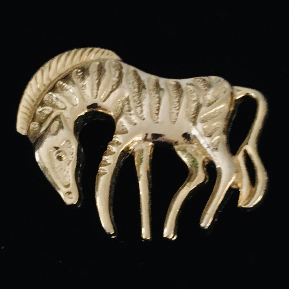 Vintage Gold  Tone Horse/Zebra Broach